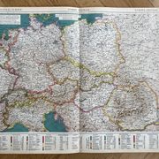 Carte ancienne Europe Centrale — Flux commerciaux 1947 | Suisse, Autri