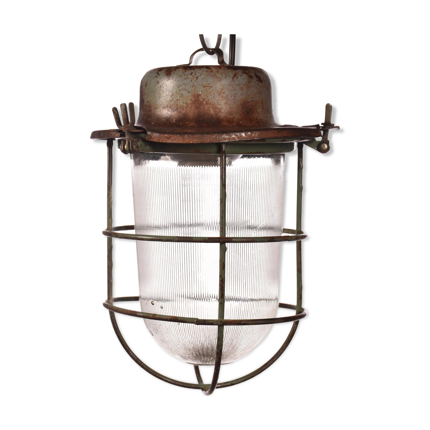 Industrial cage lamp green