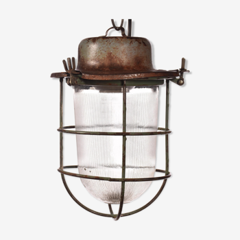 Industrial cage lamp green