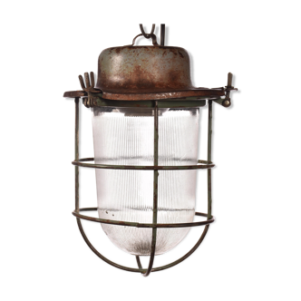 Industrial cage lamp green
