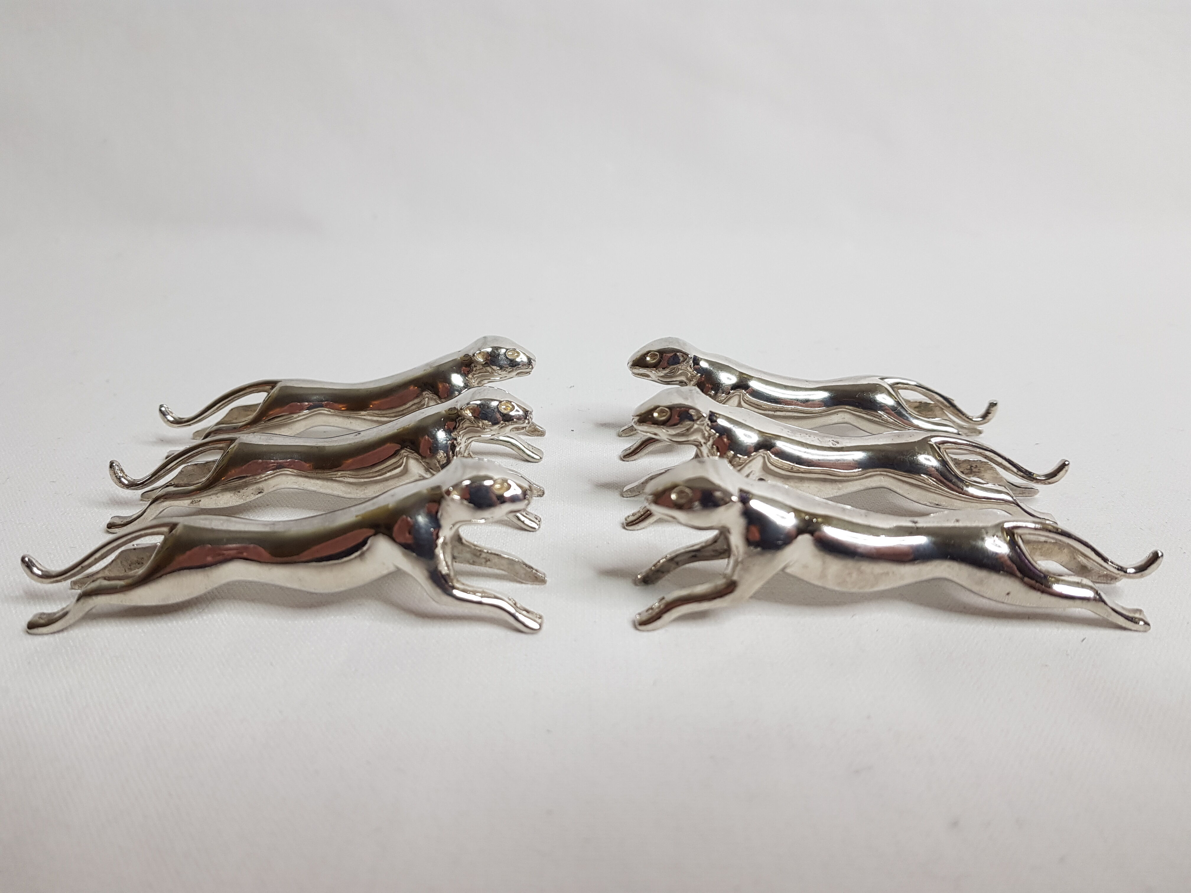 Art Deco Panther Knife Carriers (6) - Silver Metal