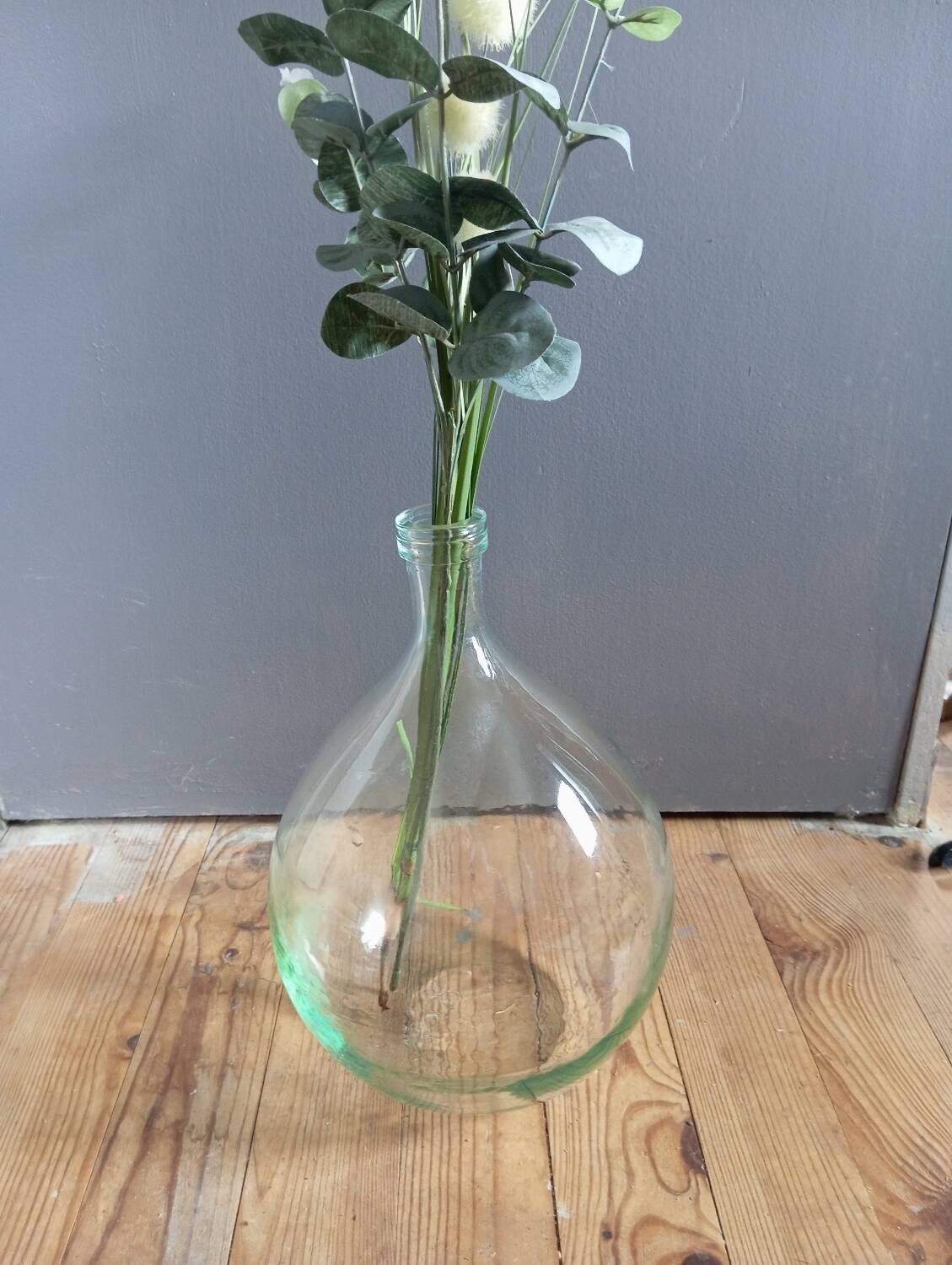 Dame-Jeanne, vintage carboy 6 liters transparent blown glass
