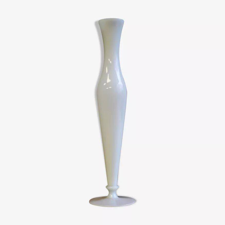 White opaline single-flower vase.