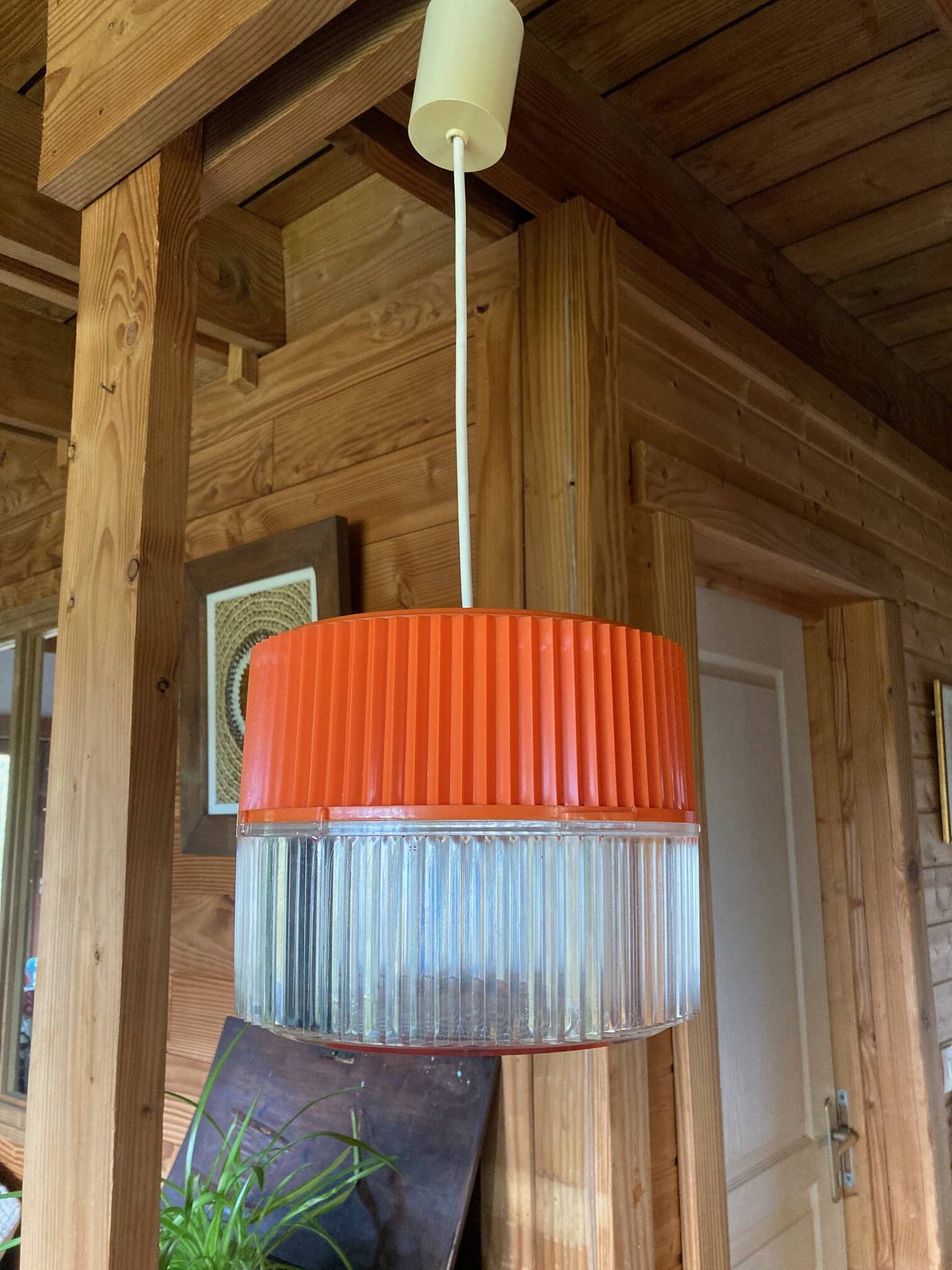 Vintage orange and transparent plastic pendant light
