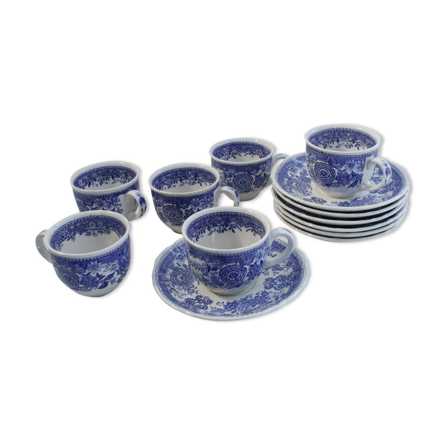 Villeroy & Boch coffee set décor Burgenland blue - 6 cups + 6 saucers