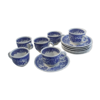 Villeroy & Boch coffee set décor Burgenland blue - 6 cups + 6 saucers