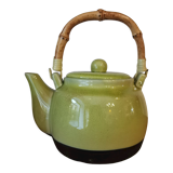 Teapot in glazed stoneware and bamboo