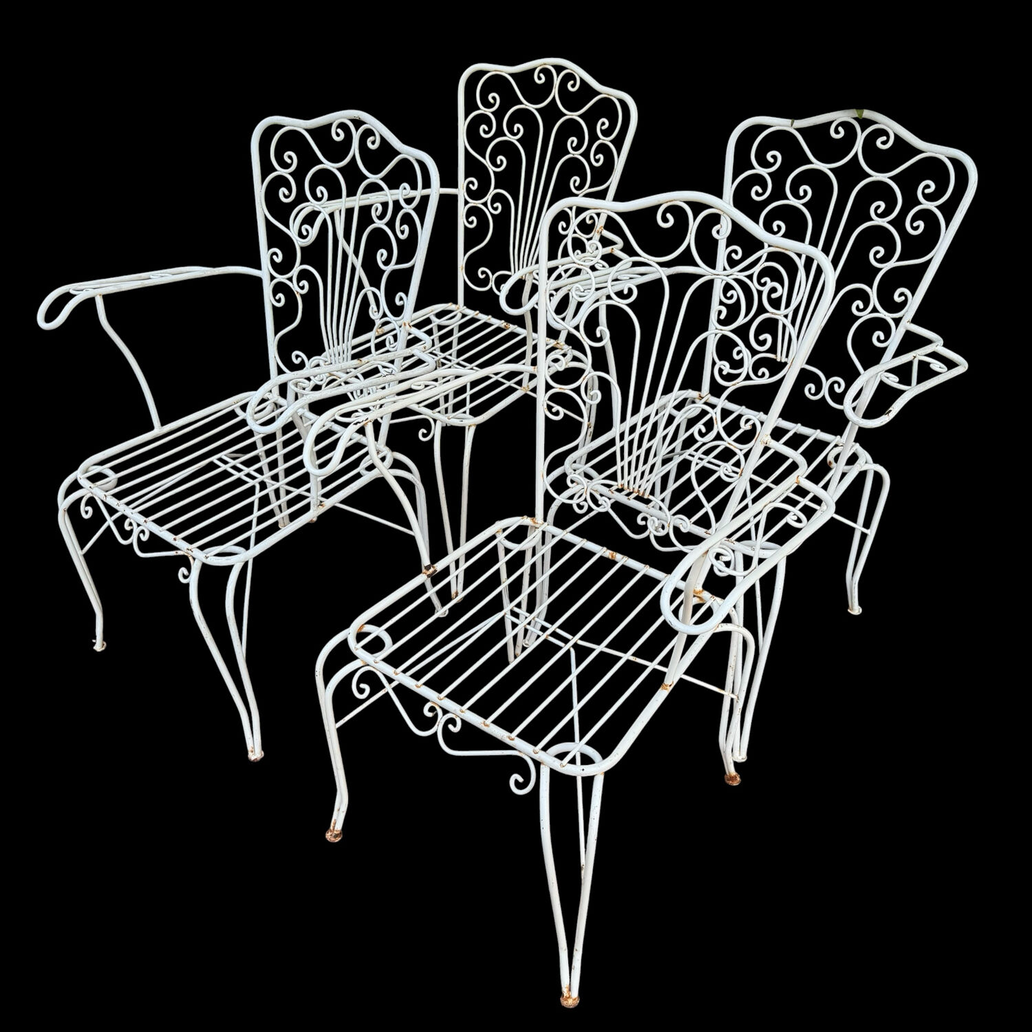 4 Provençal wrought iron armchairs