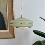 Suspension in green granite glass with gold edging - 4 copies in stock