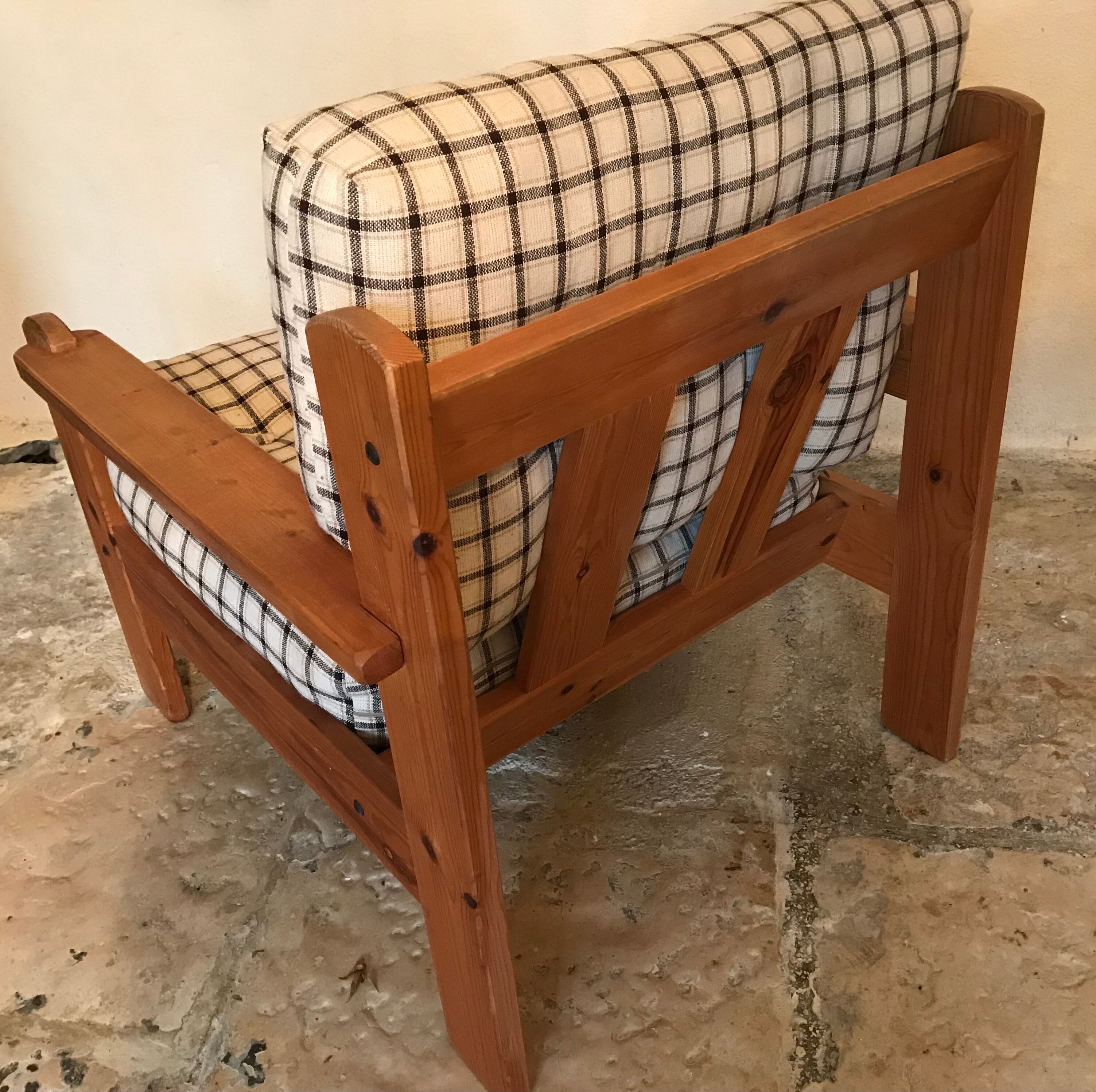 Vintage pine chair style Swedish chalet 1960-1980