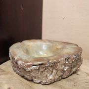 Ashtray in alabaster, brutalist style, Italy 1960.