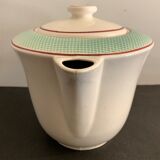 Large capacity pourer and two cups in old earthenware, model Isoard de Salins, 1950
