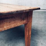 French Country Design Pine Dining Table with Drawer, France, 1930s