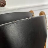 2 folding chairs wood and skaï