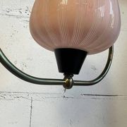 Vintage pendant lamp from the 50s brass & salmon pink opaline