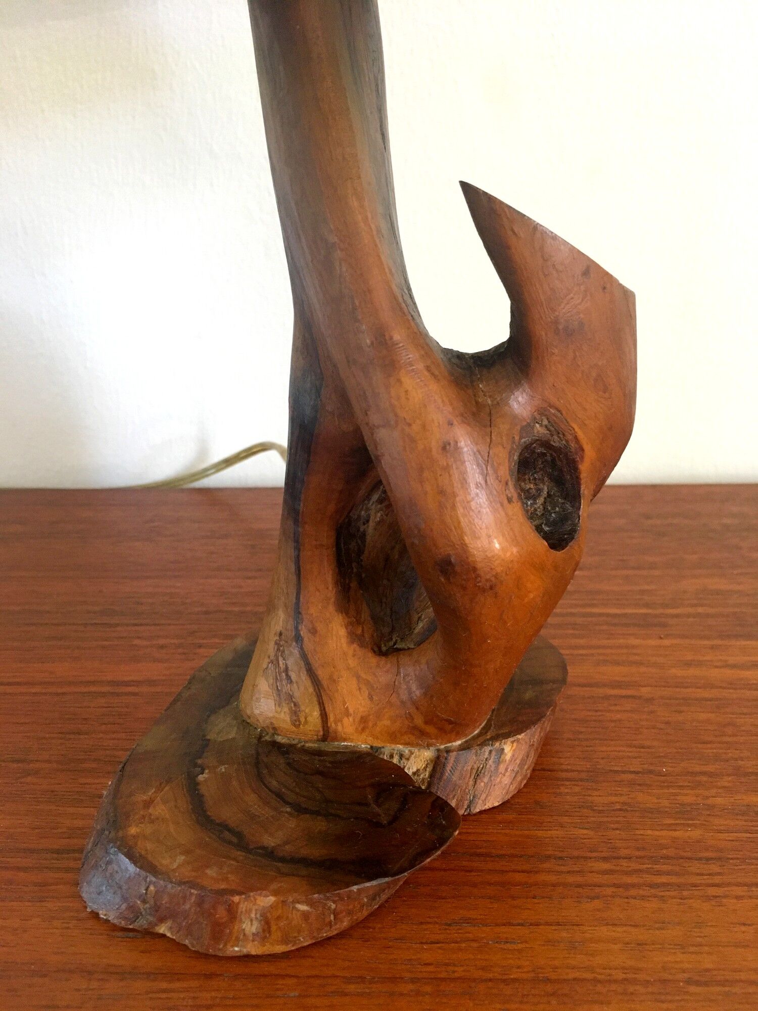 Vintage lamp in olive wood, 70s