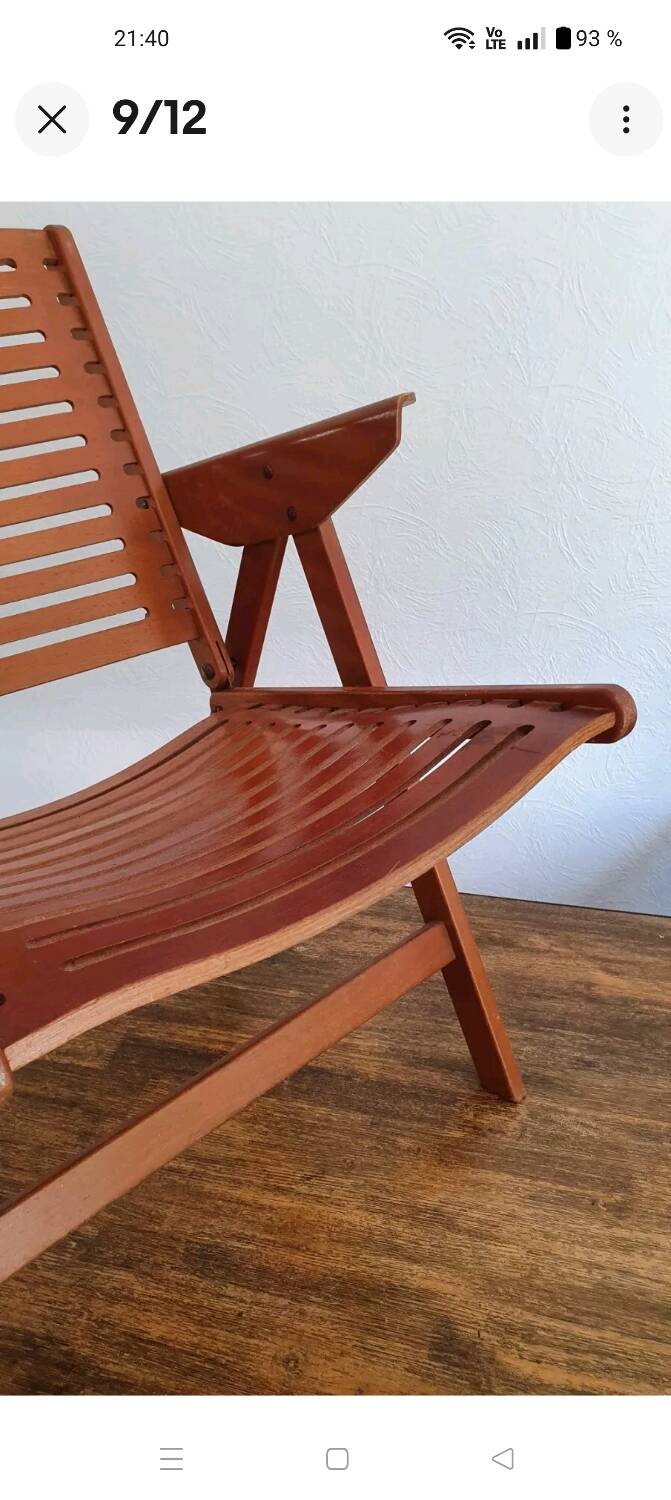 REX folding armchair by designer Niko KRALJ, 1950s, compass legs