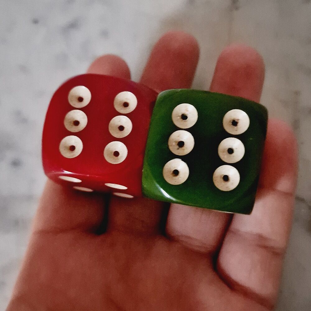 Vintage salt and pepper shaker dice in bakelite