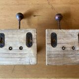 Wooden and metal coat hooks