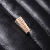 Stunning Sandra sofa in new black leather by Annie Hieronimus for Cinna France