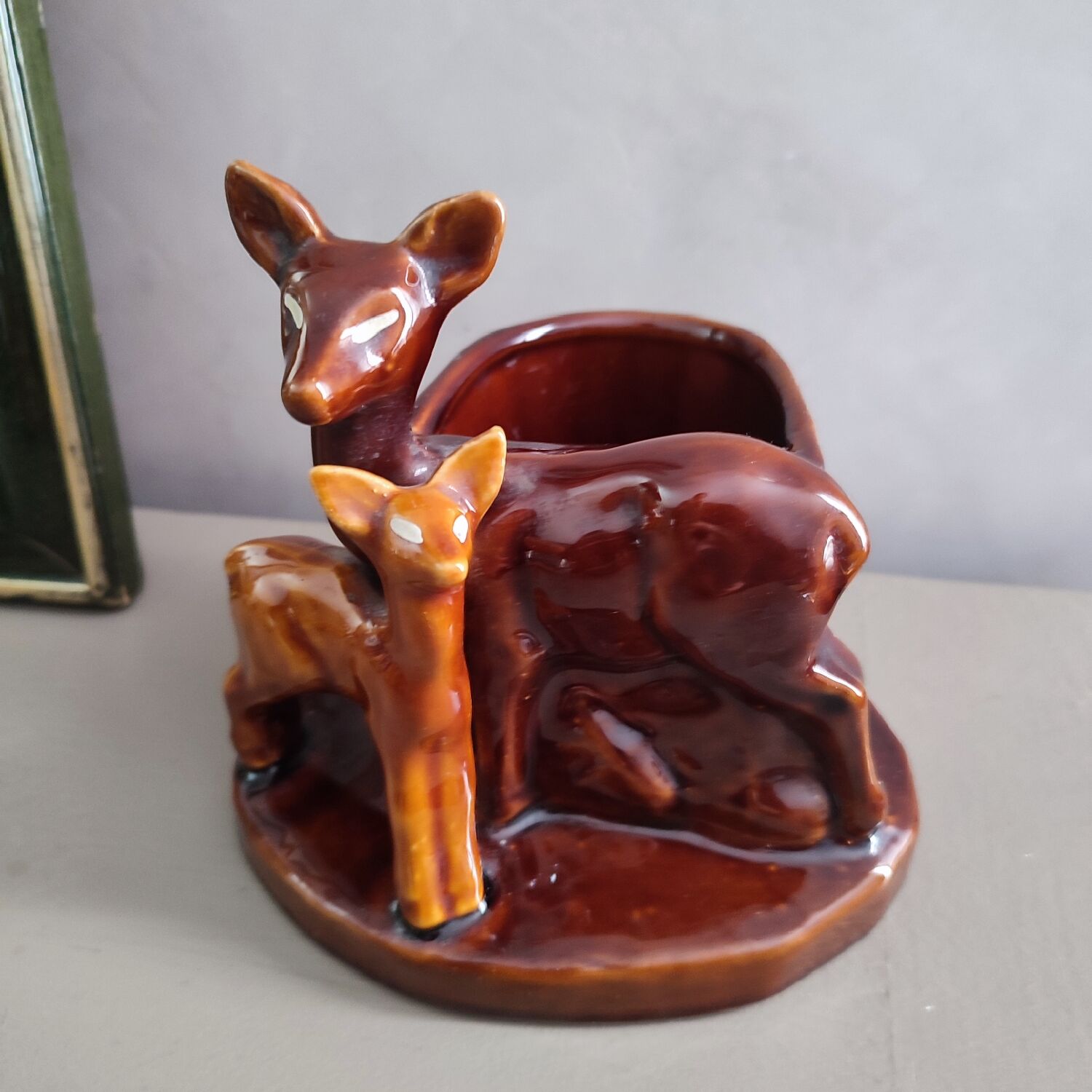 1950s earthenware pot in the shape of a fawn