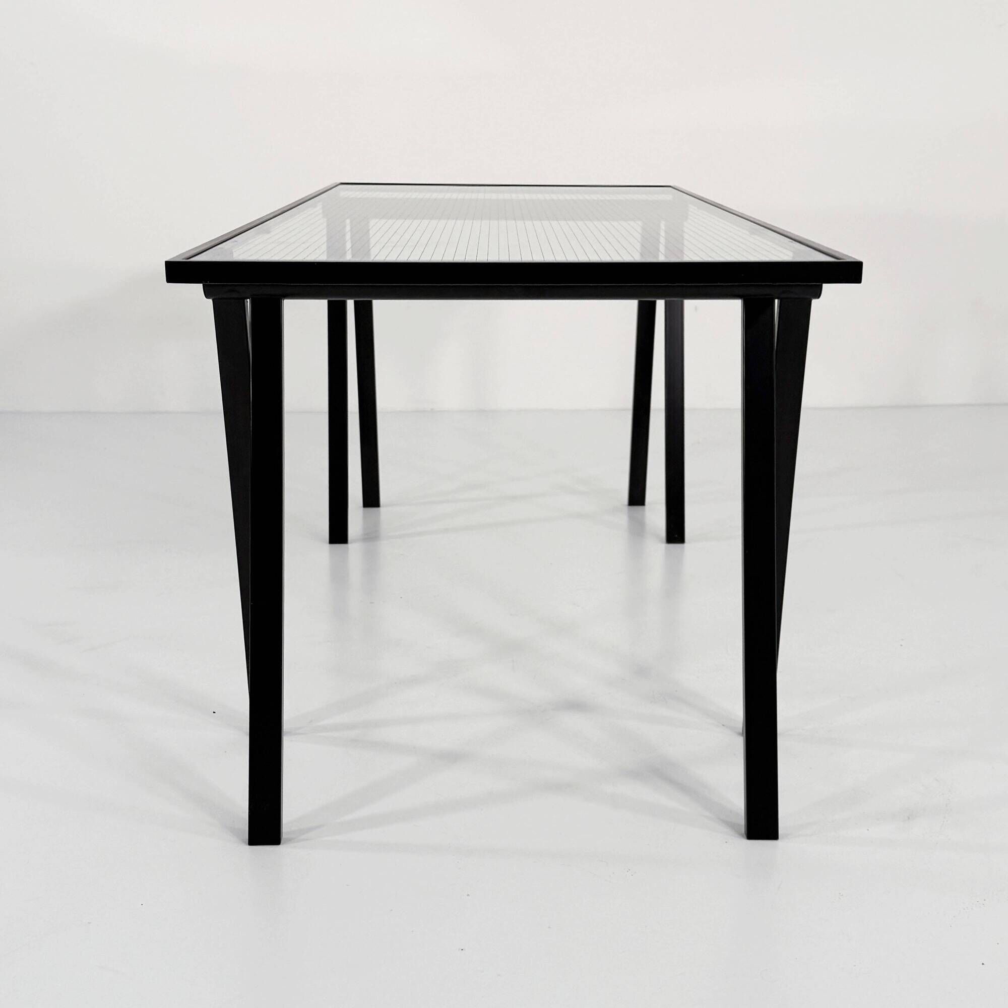 "Trestle" glass and metal desk by Rodney Kinsman for Bieffeplast, 198