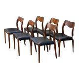 6 Scandinavian Chairs Model No. 71 by Niels Otto Moller