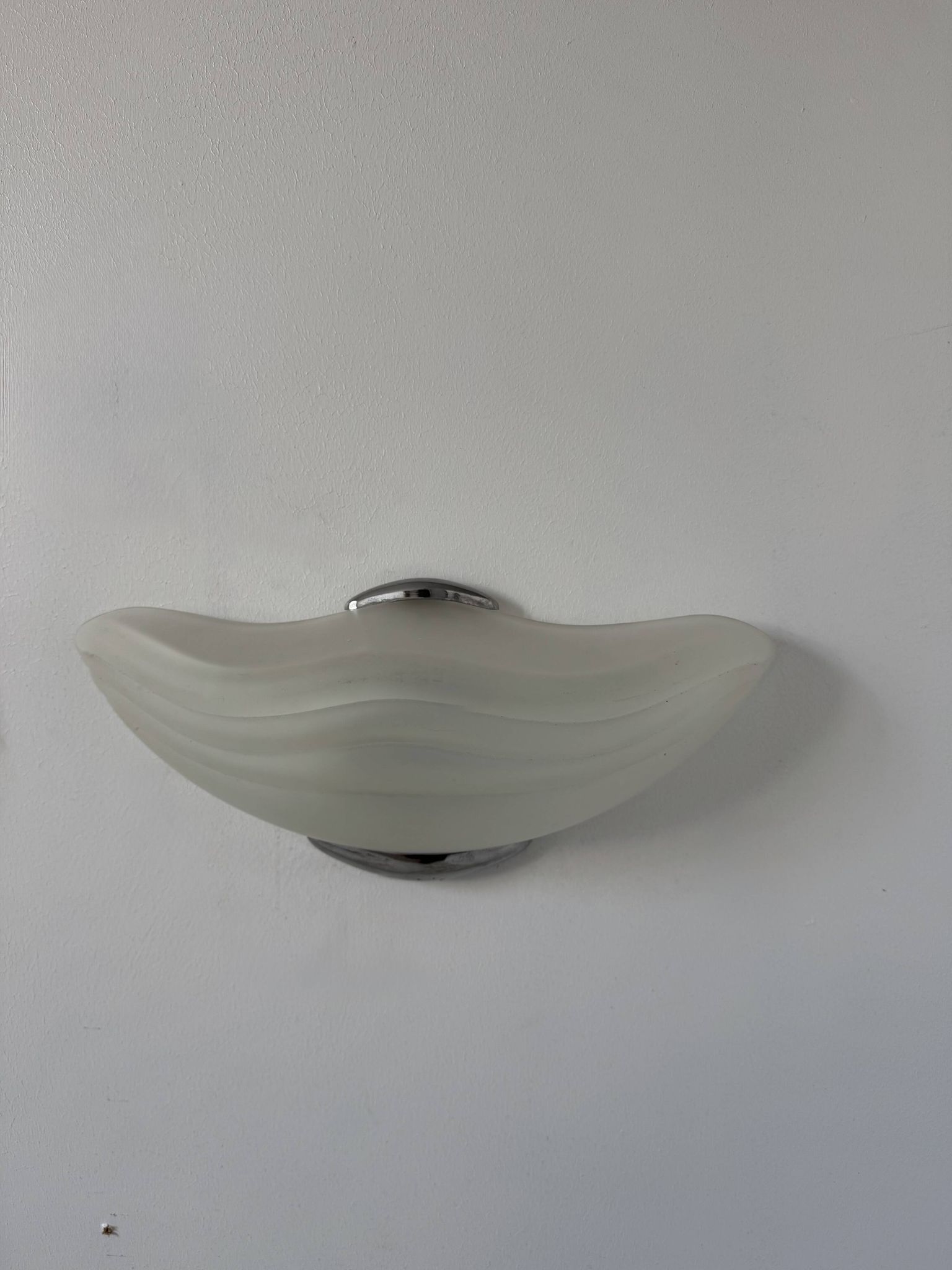 Pair of vintage chrome and sandblasted glass wall lights, Italy, 1970s