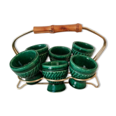 Green ceramic egg cup set 60