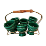 Green ceramic egg cup set 60