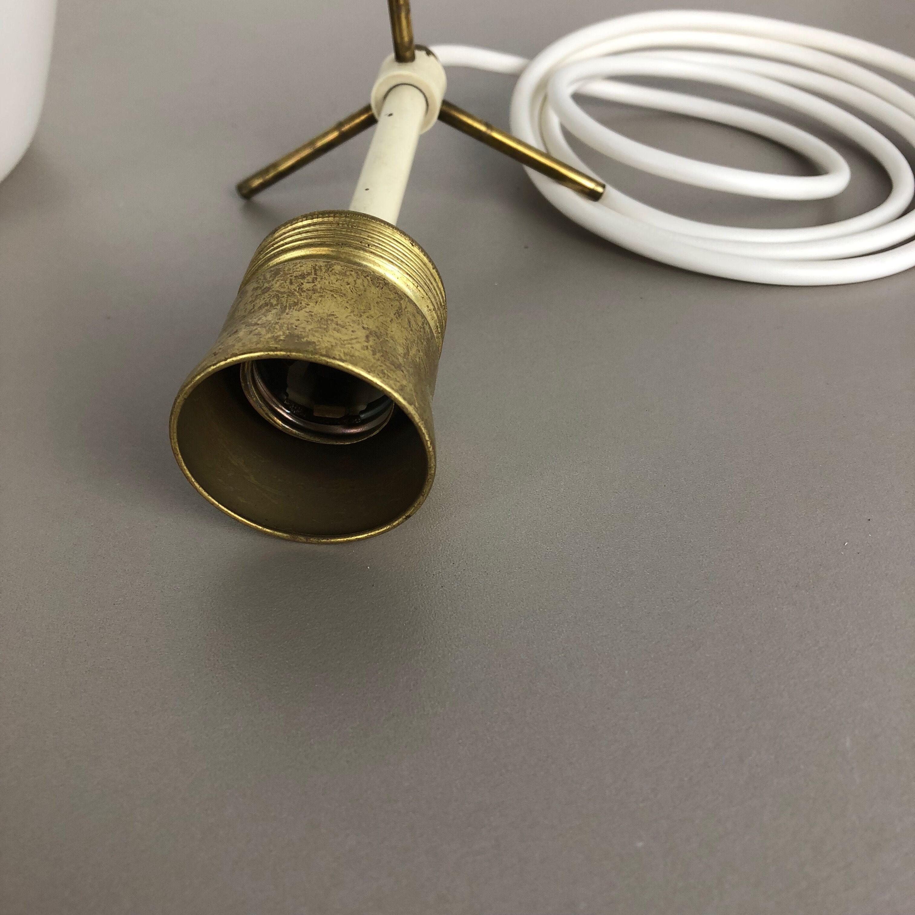 Original midcentury opal glass tube hanging light, italy, 1950