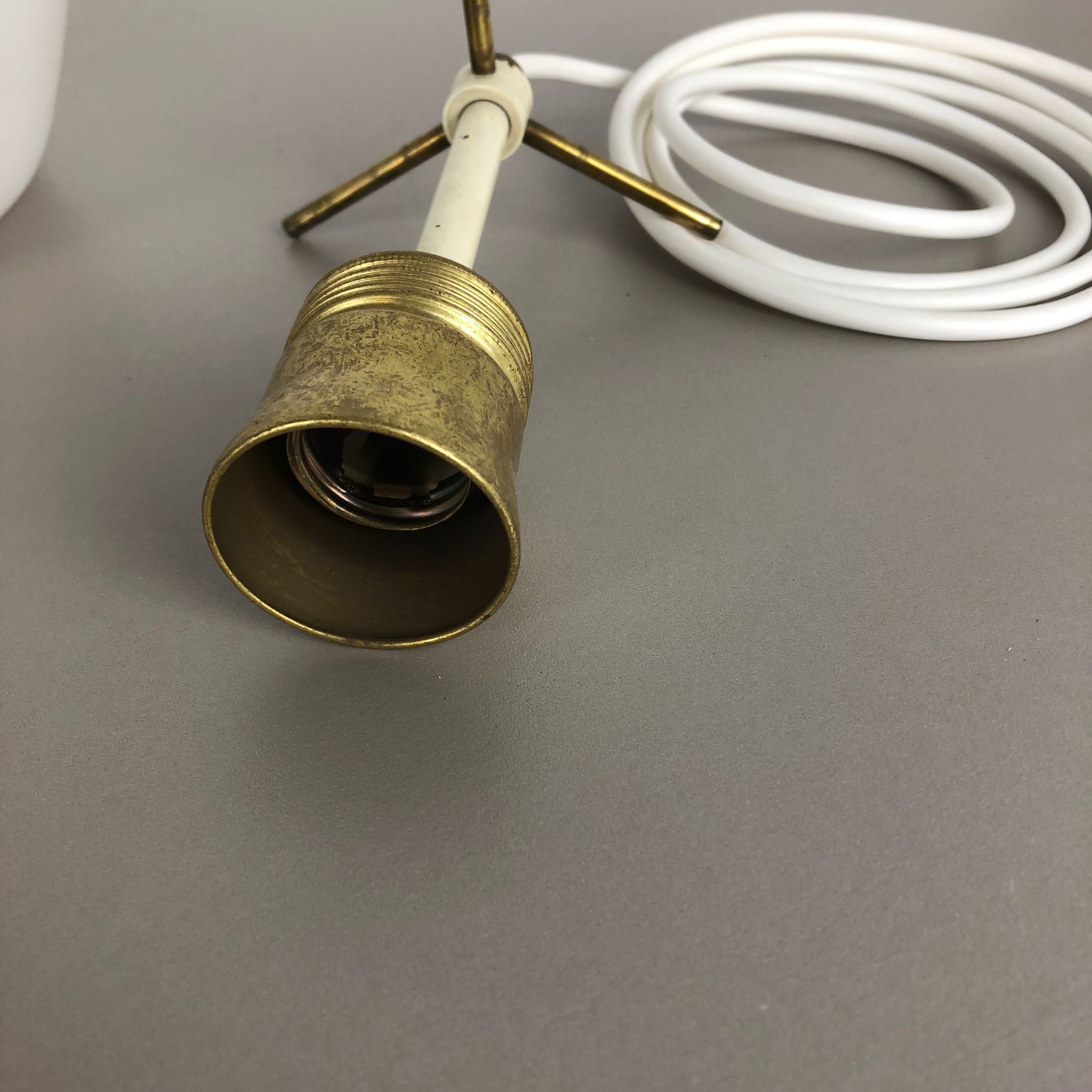 Original midcentury opal glass tube hanging light, italy, 1950