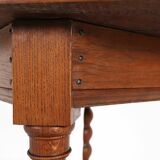 Antique French octangular folding table in solid oak, ca. 1850