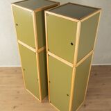 Système d'armoires Flötotto, années 1970, vert, hêtre, 4 pièces