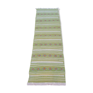 Tapis couloir vert fait main traditionnel