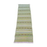 Tapis couloir vert fait main traditionnel 65x200cm