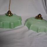 Suspensions abat jour opaline vert pastel