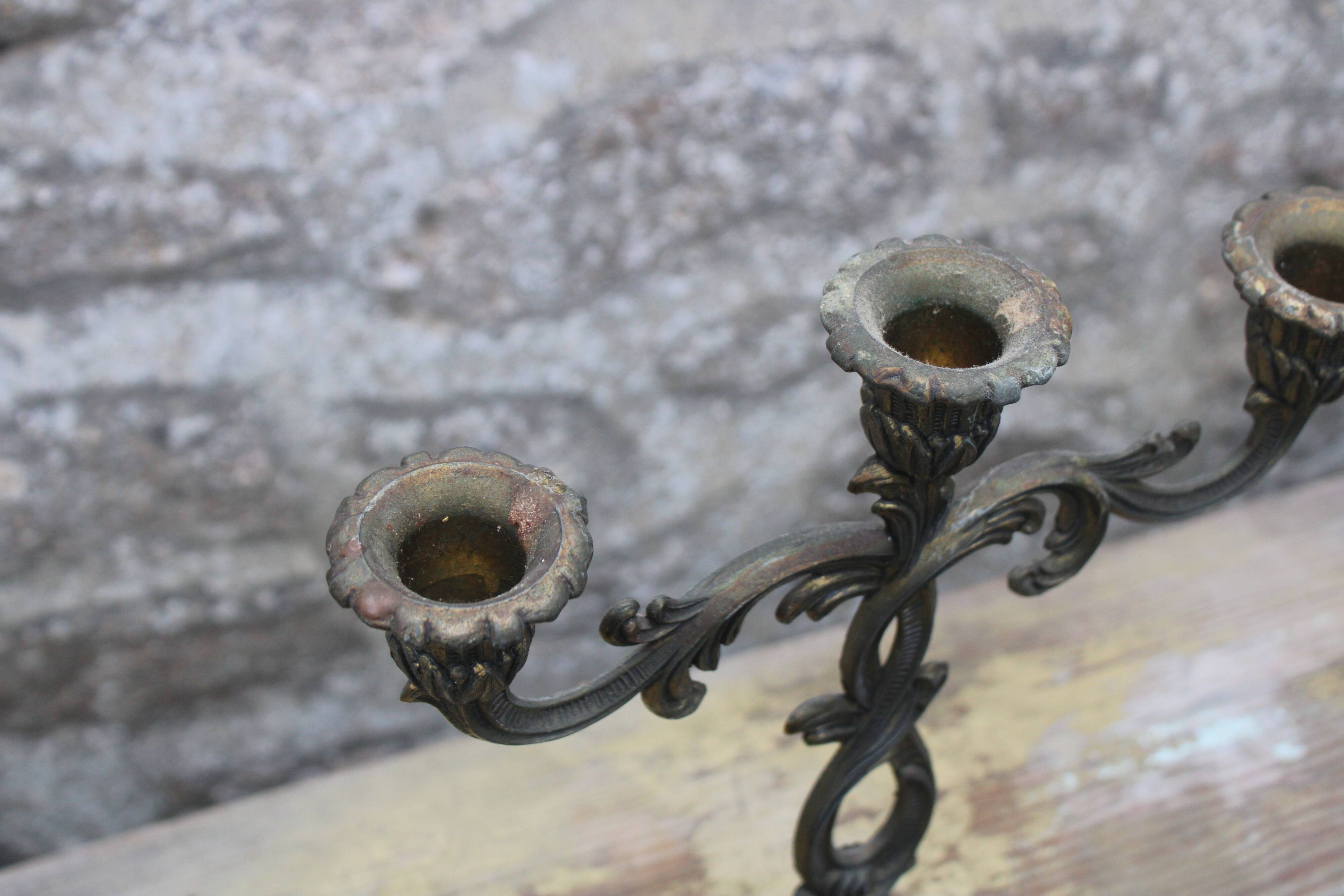 Pair of vintage candlesticks, baroque rococo style.