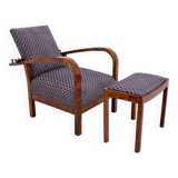 Art Deco armchair with adjustable backrest and footrest, Poland, 1930s