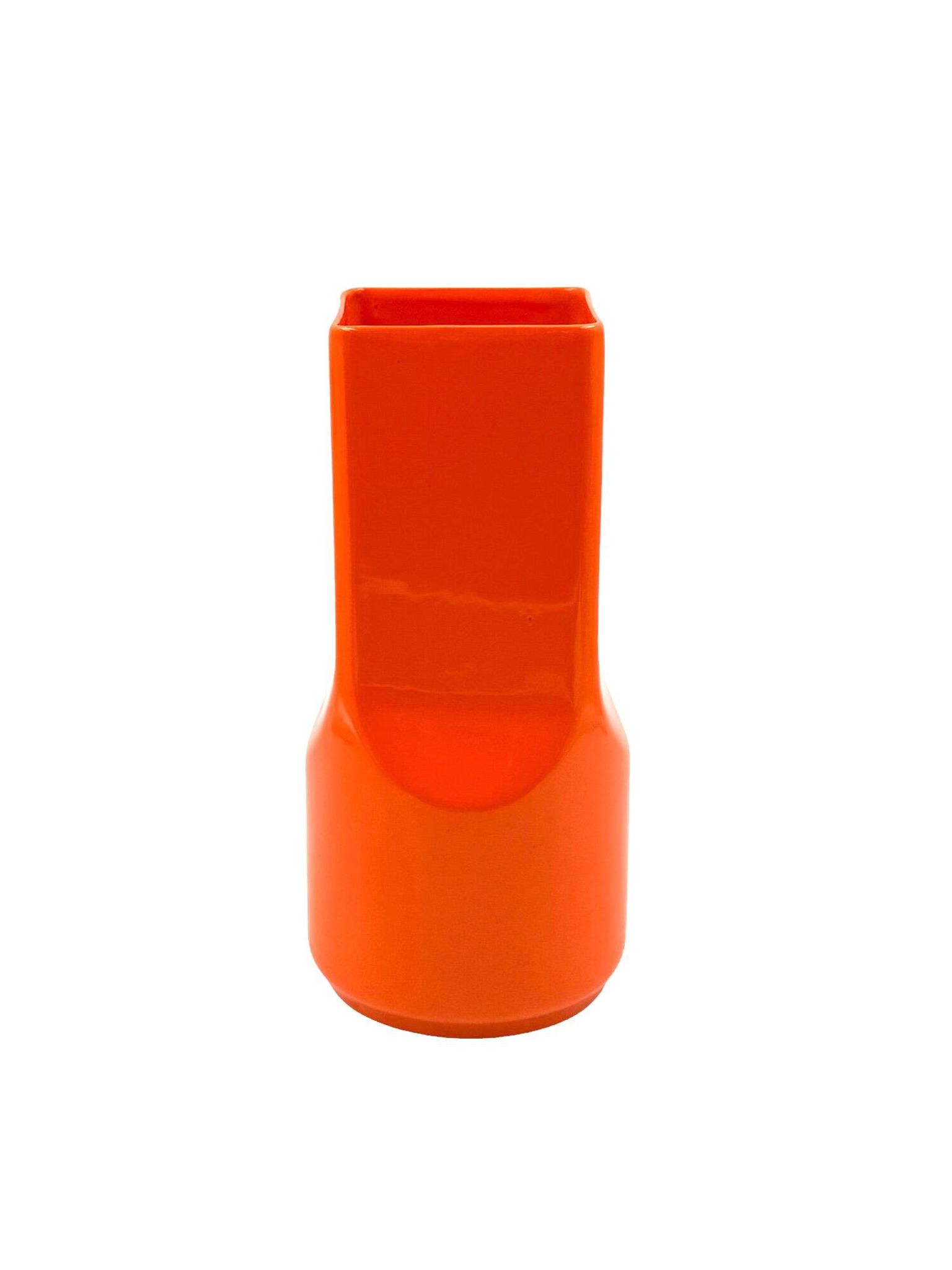 Studio Opi, vase en céramique orange de l'ère spatiale, Gabbianelli Italie ca. 1960