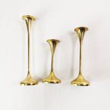 Set of modernist brass candlesticks, Denmark, 1960s.