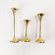 Set of modernist brass candlesticks, Denmark, 1960s.