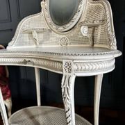 19th-century painted wood and caned dressing table in Louis XVI style.