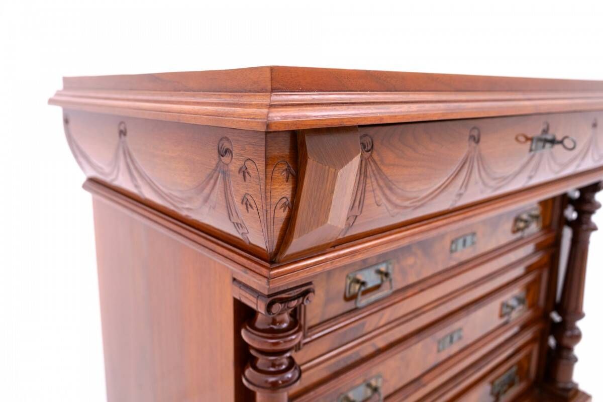 Antique walnut chest of drawers, Northern Europe, circa 1900.