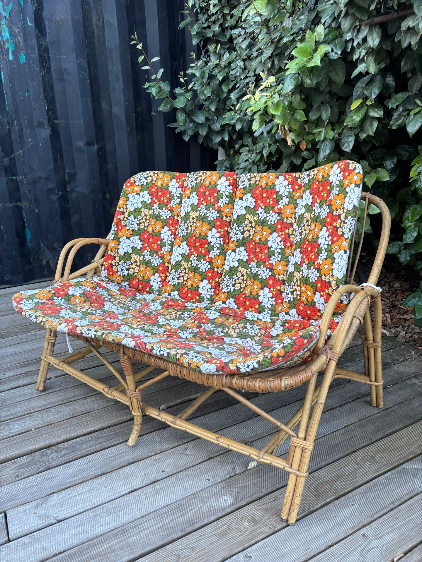 Rattan bench sofa