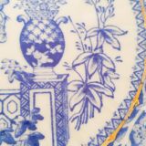 Set of 2 saucers, Lunéville lace, blue and gold, Blairs