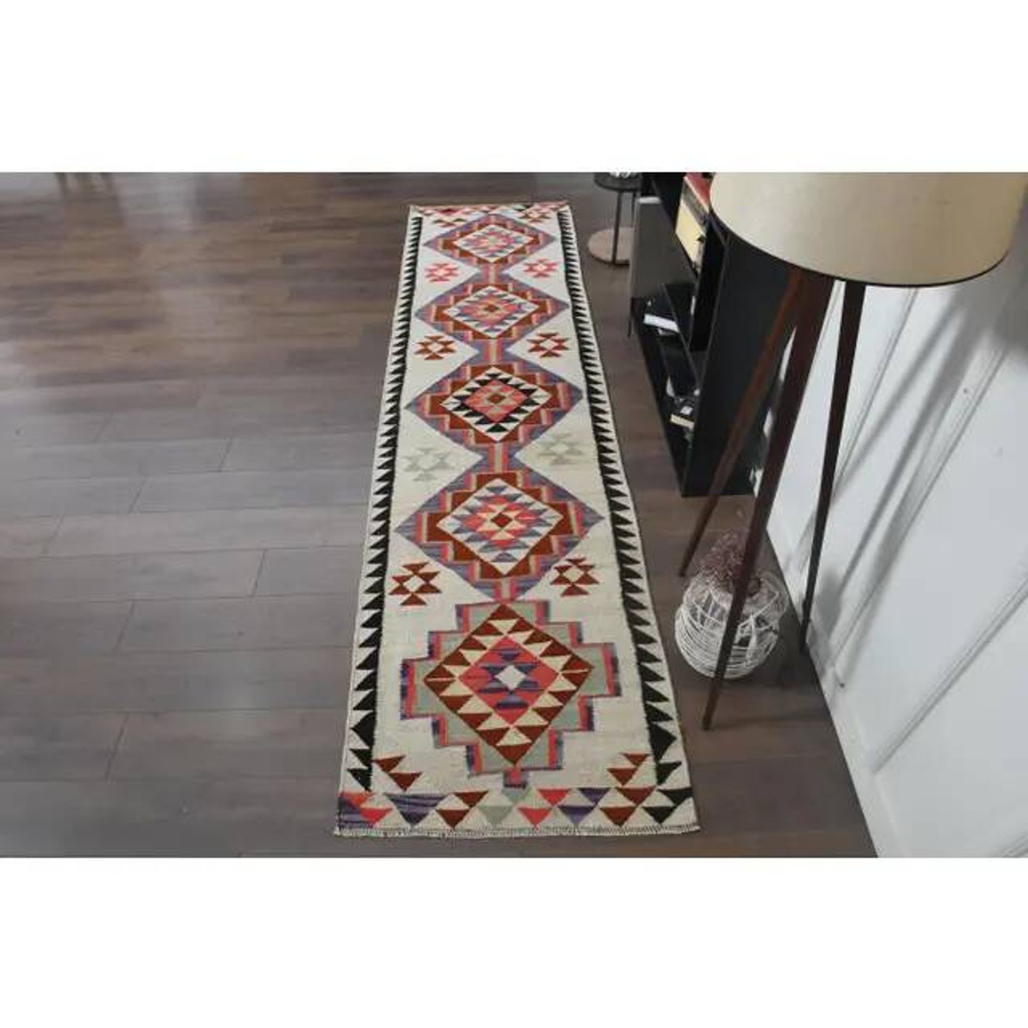 1970s Turkish Oushak Handmade Wool Cotton Beige Runner Rug 89x344