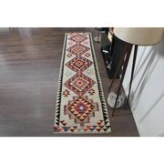 1970s Turkish Oushak Handmade Wool Cotton Beige Runner Rug 89x344