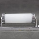 1930s Bauhaus chrome and milk glass tubular wall light, Czechoslovakia, restored