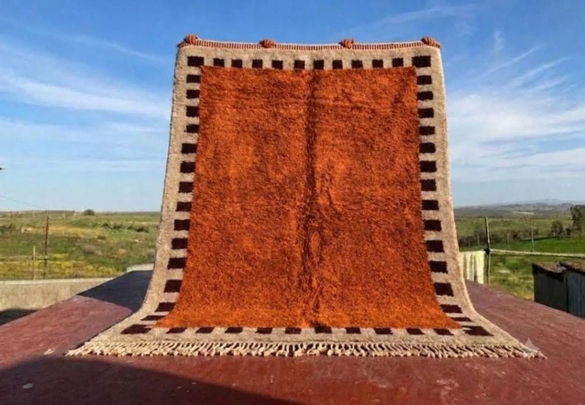 Beni Ouarain Moroccan rug orange terracotta 300x200 cm